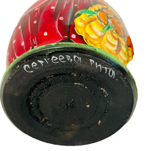 Vintage Hand-Painted Russian Nesting Dolls Set Of 5 Winter Party Blue Scarf - Picture 2 of 16